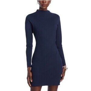 Aqua Women's Navy Long Sleeve Mock Neck Mini Dress Size M NWT
